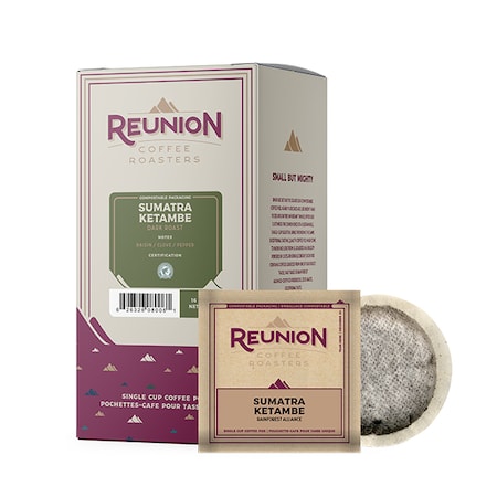 Reunion Coffee Roasters Sumatra Ketambe Dark, Soft Coffee Pods, PK96 PK RI8006